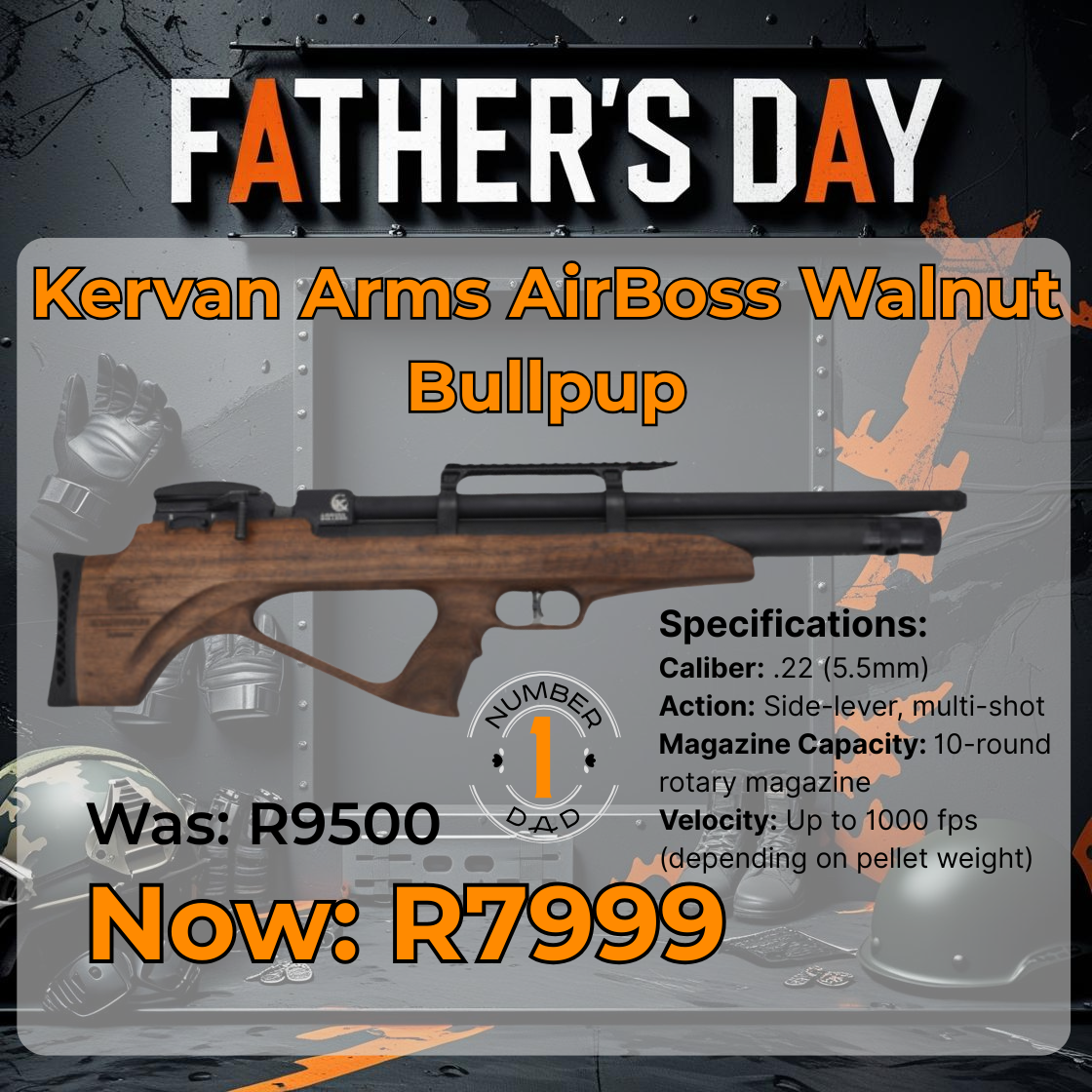KERVAN AIRBOSS BULLPUP WALLNUT .22 CAL PCP AIRGUN