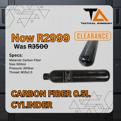 Carbon Fiber 500ml Cylinder, 300 bar, M18x1.5