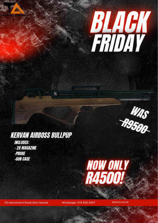 KERVAN AIRBOSS BULLPUP WALLNUT .22 CAL PCP AIRGUN