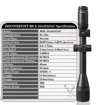 Discovery MS 6-24X42 AOAC Second focal plane scope (SFP)