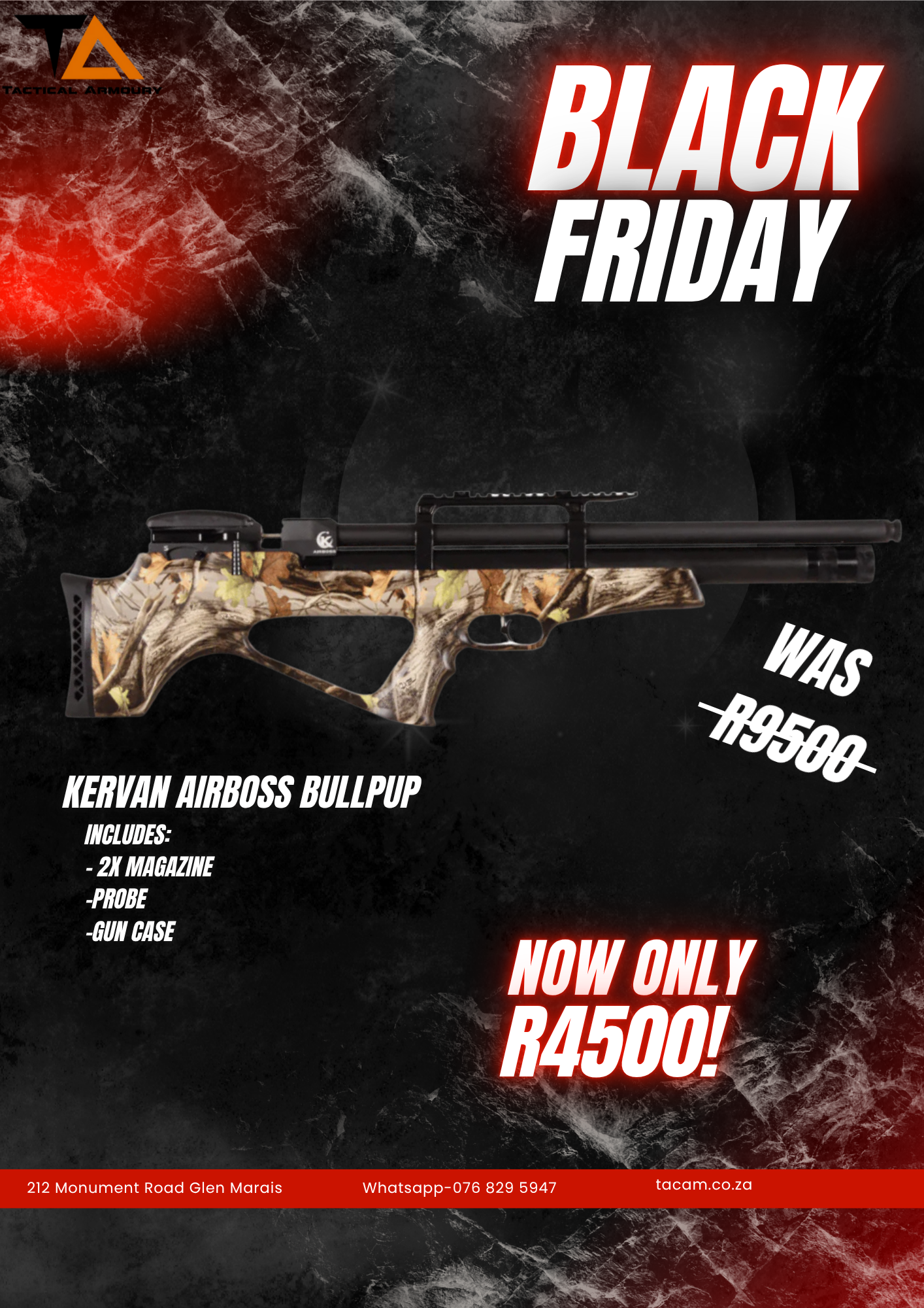 Kervan Arms AirBoss CAMO Bullpup .22 Cal 5.5mm Airgun PCP
