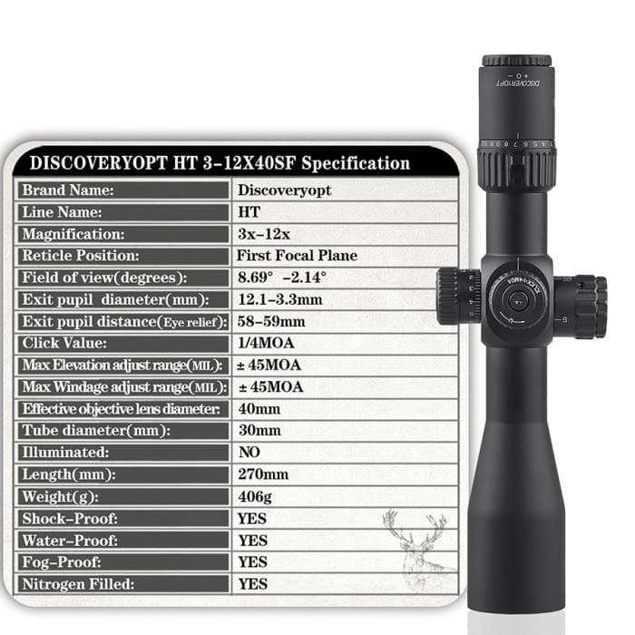 Discovery Scope HT 3-12x40 SF FFP