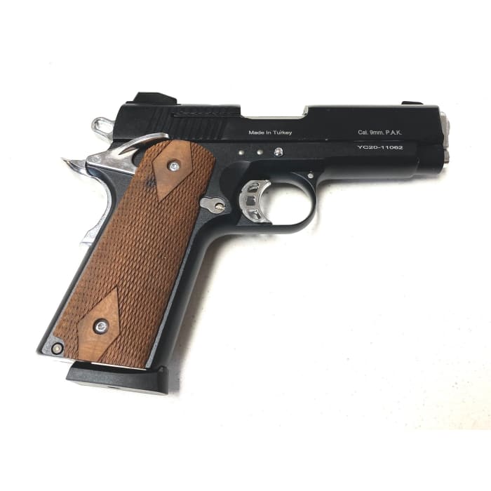 Kuzey 911 SX1 9mm P.A.K blank gun - Black with wood handels