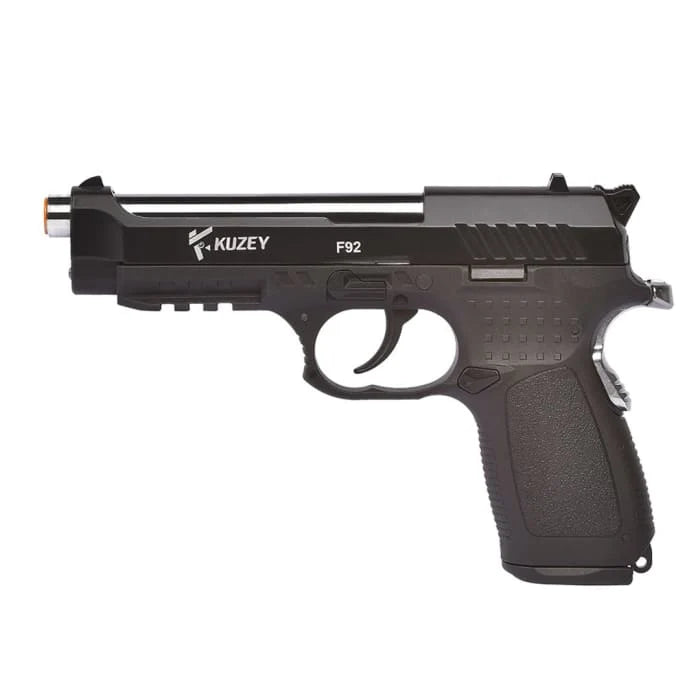 Kuzey F92 9mm P.A.K Blank gun - Black With Silver Barrel
